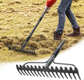 Garden Rake: 49" Metal Garden Leaf Rake with 17 Tines, Heavy Duty Bow Rakes for Lawn Yard Leaves Debris Mulch Gravel Thatch Clean,Lawn Care Gardening Landscaping