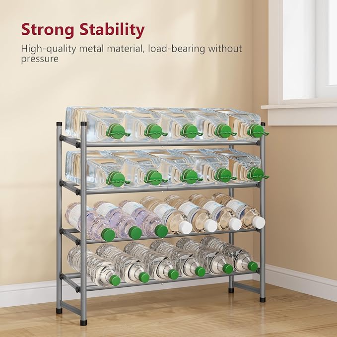 Tajsoon Expandable Shoe Rack for Closet 4 Tier, 29“-41“Adjustable & Stackable Shoe Shelf Storage, Metal Shoe Rack Organizer for Front Door Entrance, Closet, Garage, Entryway, Grey