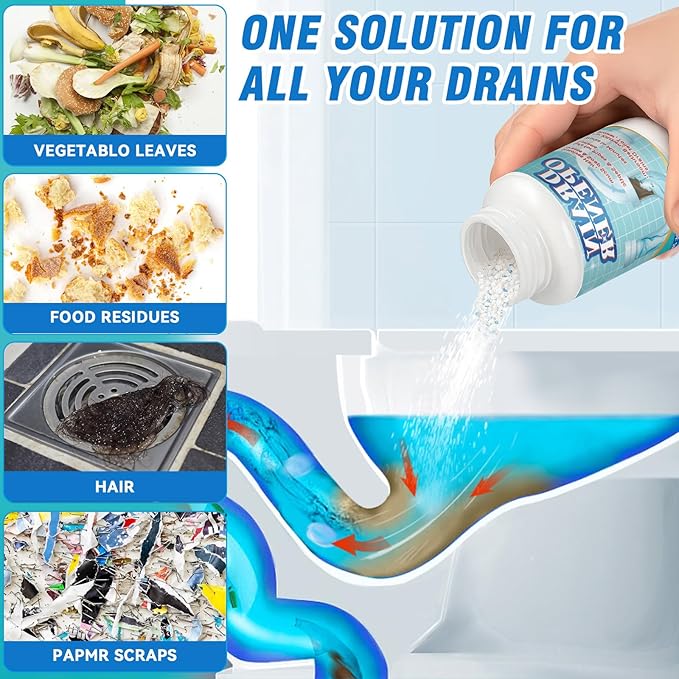 Powerful Pipeline Dredging Agent, 260ml Drain Clog Cleaner for Shower, Sink, Toilet, Tub Drains, Drain Cleaner Cleaner Hair, Grease, Soap Scum, Blockages for Kitchen & Bathroom