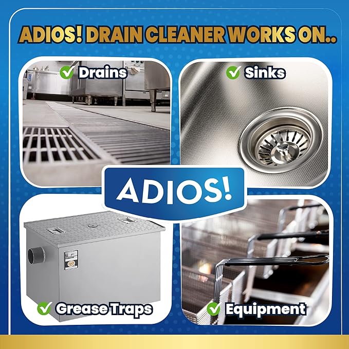 Professional Grease Trap Cleaner for FOG – Cleans Fats, Oils & Grease from Drains Pipes, Safe Enzyme Based Formula for Preventative Maintenance