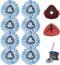 10PCS Spin Mop Replacement Heads,with Only Fit for RinseClean 2-Tank System,Machine Washable & Easy to Replace.Including 8 Spin mop Replacement Heads, 1 Brush Head and 1 Base