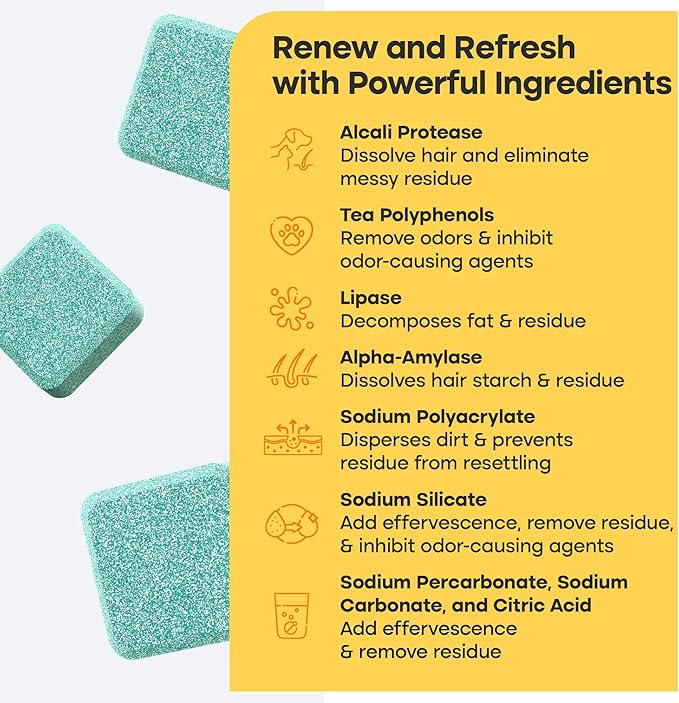 Washing Machine Cleaner Tablets - 24 Pack for a 12 Month Supply. Formulated for Pet Owners. Compatible with HE, Top & Front Load. Easily Removes Residue, Grime. Value Brand by Uproot Clean