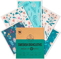 Harps&Seb Swedish Dishcloths for Kitchen Dish Towels - 5 Pack, Non-Scratch Reusable Paper Towels, Super Absorbent Washable Swedish Dish Cloths, No Odor, Biodegradable, Flower Designs