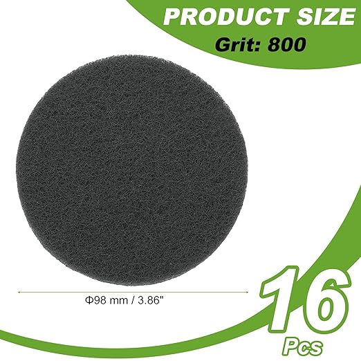 Power Scrub Pads, Scrubbing Pads 800 Grits Scouring Discs - Fitting for (Home Kitchen Cleaning - Drill Attachment - Scrubber Replacement) 16 Pcs & 4 Inch & Dark Gray