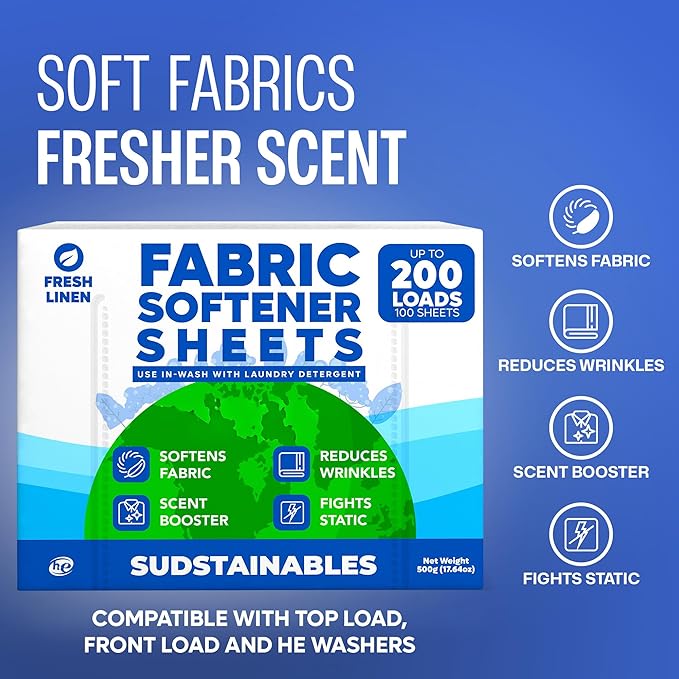 Fabric Softener Sheets bundle with 100 Strips Unscented Laundry Detergent Sheets
