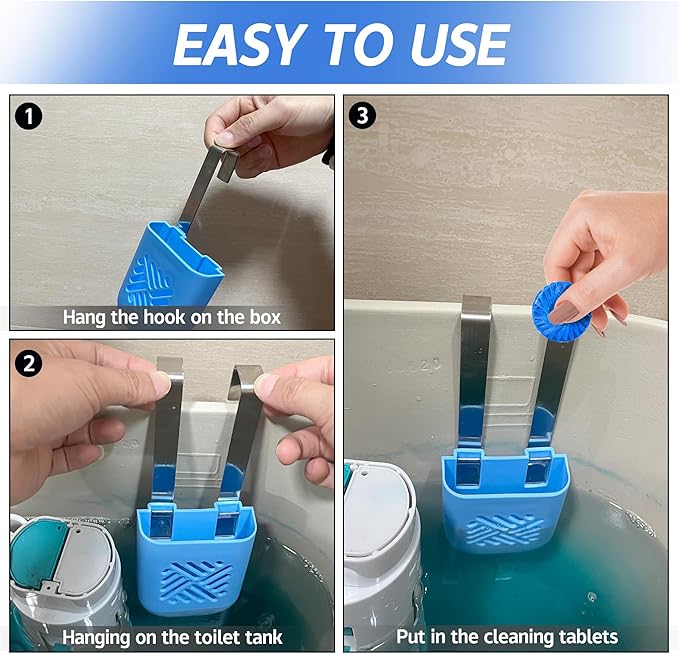 moonoom 2Pcs Toilet Tank Cleaning Tablet Holder,3.7'' x 2.9'' x 0.7'' Toilet Tank Bleach Tablet Bracket, Hanging Toilets Bowl Cleaner Carrier for Preventing Dissolved Residue From Polluting Water Tank