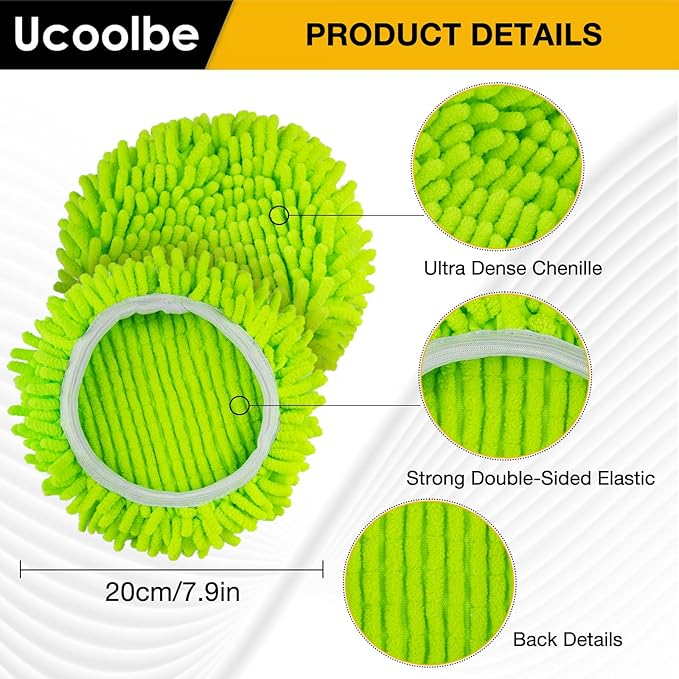 Chenille Duster Mop Head Compatible with O Cedar Mop Easywring 1-Tank System, Microfiber Chenille Mop Pads Spin Mop Refill for Dry & Wet Use, 3 Pack