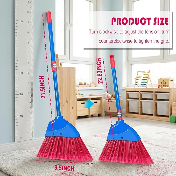 Small Broom-Indoor or Outdoor Portable Broom with Adjustable Handle, Cleaning Little Helper for Housekeeping,Office,Working Desk,Pet Nest