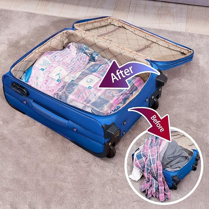 MEIQIHOME Vacuum Storage Bags, Space Saver Sealer Bags,Vacuum seal bags for clothing, Pillows, Comforters, Blankets, Bedding,Travel,6 LARGE