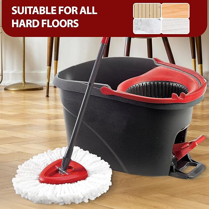 Mop Head Replacement for O-Ceda EasyWring 1-Tank System, Includes 6 Spin Mop Replacement Head, 1 Spin Mop Base