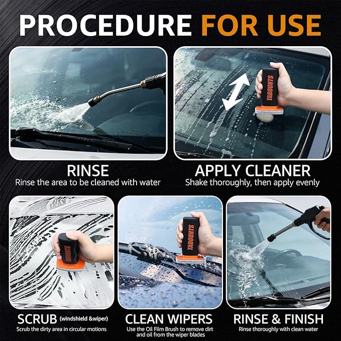 2 PACK Glass Oil Film Remover for Car, Glass Emulsion Cleaner,Automotive Oil Film Cleaning Brush, Windshield & Window Cleaner,Removes OilFilm & smudges, Enhances clarity for Safer Driving
