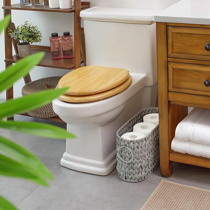GRANNY SAYS Toilet Paper Storage, Toilet Paper Basket for Bathroom, 6 Mega Rolls Organizer Free Standing, Wicker Basket for Bathroom Storage, Grey