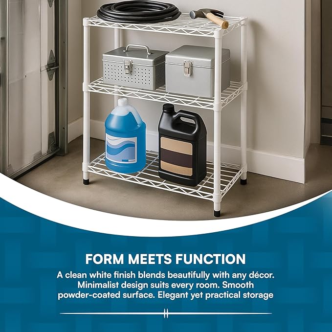 Steel Shelving Unit, 250-Pound Capacity Per Shelf, Adjustable Heights, Rust-Resistant, NSF-Certified for Pantry Organizers, Laundry Room Organization, Storage Shelves