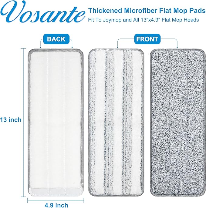 2pcs Microfiber Mop Pads, Mop Head Replacement for Joymop, Mop Pads Washable Microfiber, Flat Mop Spray Mop Replacement Pads for Universal 13” Inch Flat Mop, Reusable Mop Pads, Cleaning Accessories