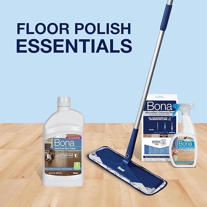 Bona Hardwood Floor Polish - 32 fl oz - Low Gloss Shine - Polish for Wood Floors - Protects and Renews Dull Flooring - Covers 500 sq ft