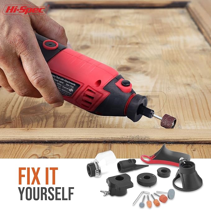 Hi-Spec Corded Power Rotary Tool Kit with Dremel Compatible Bits. Variable Speed Electric Metal Grinder Drill for Cutting, Trimming, Grinding, Engraving and Sanding