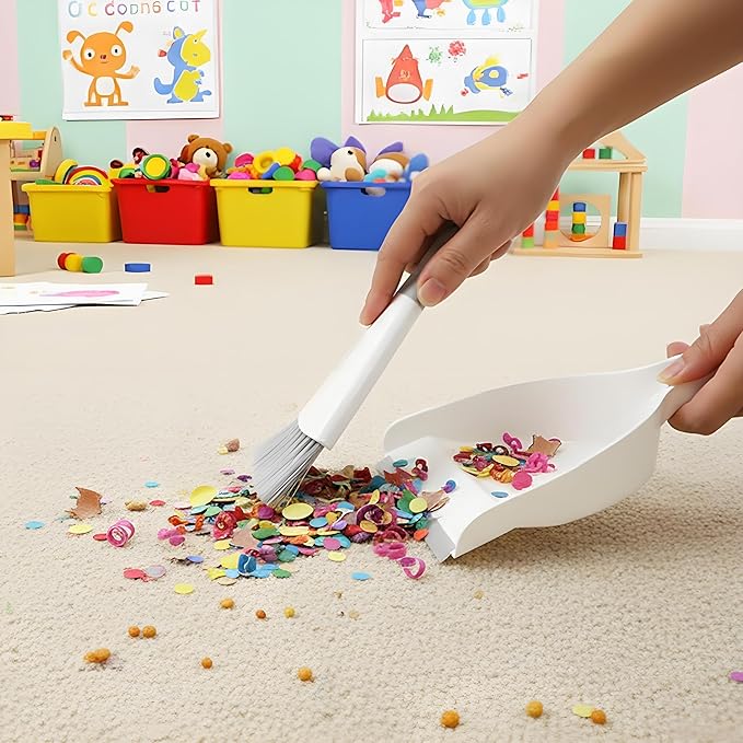 Small Hand Dust Pan and Brush - Small Broom and Dustpan Set, Mini Broom and Dustpan, Compact Dustpans and Brush for Home Cleaning, Sofa, Desk, Guinea Pig Cage, Cat Litter, etc. (Gray 2 Set)