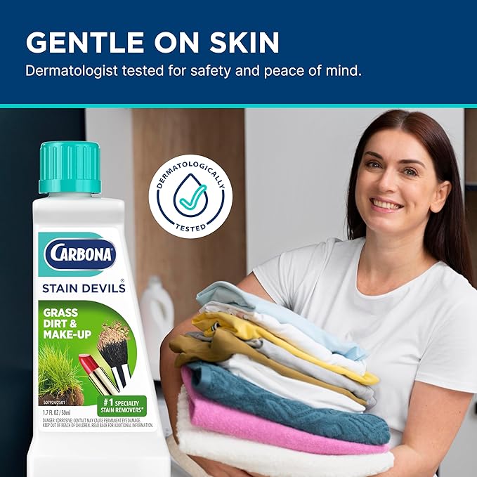 Carbona Stain Devils® #6 | Grass, Dirt & Make-Up | Professional Strength Laundry Stain Remover | Multi-Fabric Cleaner | Safe On Skin & Washable Fabrics | 1.7 Fl Oz, 3 Pack