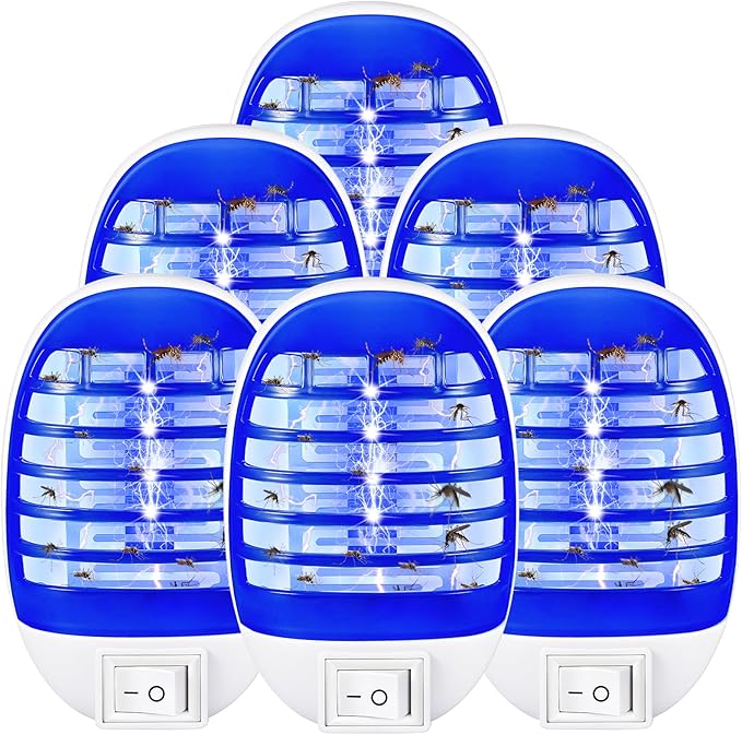 Indoor Bug Zapper Plug in Electronic Mosquito Zapper Fly Zapper Lamp for Bug Insect Trap for Home, Bedroom, Living Room, Office Indoor Use, Pack of 6, Blue ﻿