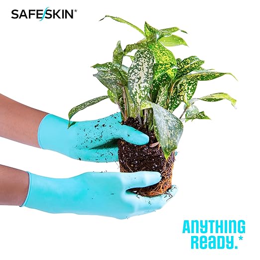 SAFESKIN Nitrile Disposable Gloves, Medium Duty, Large Size, Powder-Free - For Food Handling, First Aid, Cleaning, Gardening, Crafting - Exam Gloves, 100-Count