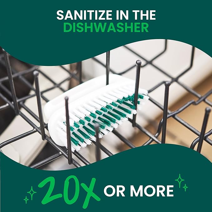 Scotch-Brite Small Utility Brush, Long Lasting Dish Brush with Handle for Scrubbing Cookware, Hands, Tile, Grout, Cutting Boards, and Utensils without Scratching, Antimicrobial, and Rinses Clean