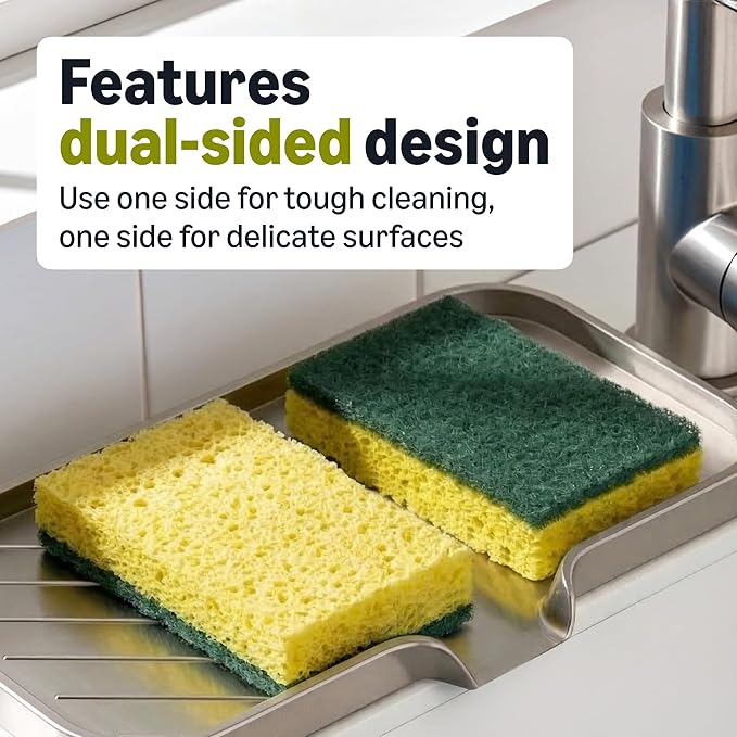 Amazon Basics Heavy Duty Sponges, Yellow/Green, 12-Pack (2 Packs of 6), Packaging May Vary