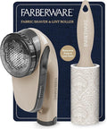 Farberware Fabric Shaver & Lint Remover Set–Battery Operated Sweater Shaver with Triple Blades and Extra Sticky Roller for Pet Hair, Fuzz & Pilling on Clothes, Upholstery & Bedding (Beige, Large)