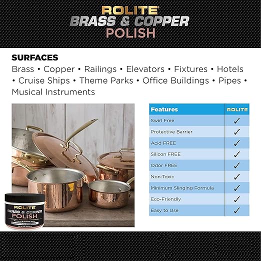 Rolite Brass Copper Polish 1 Lb Instant Tarnish Remover for Antiques Cookware Jewelry Marine Automotive Metal Brightener