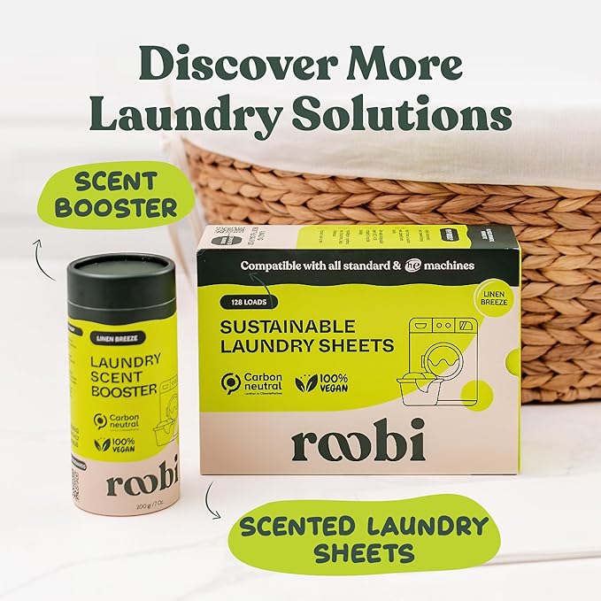 Roobi Baby Laundry Scent Booster. Peachy Lullaby Fragrance Beads. Specially Formulated for Baby's Sensitive Skin. Up to 20 Washing Cycles. Carbon Neutral, 100% Vegan.