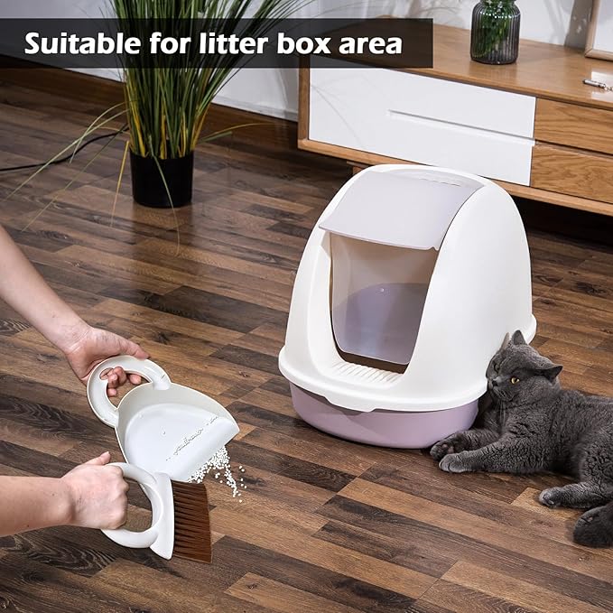 Mini Broom and Dustpan Set,Small Broom and Dustpan Set for Kitchen Countertops, Desks, Keyboard, Camping, Hand Brooms for Car Seats, Pet Litter-White