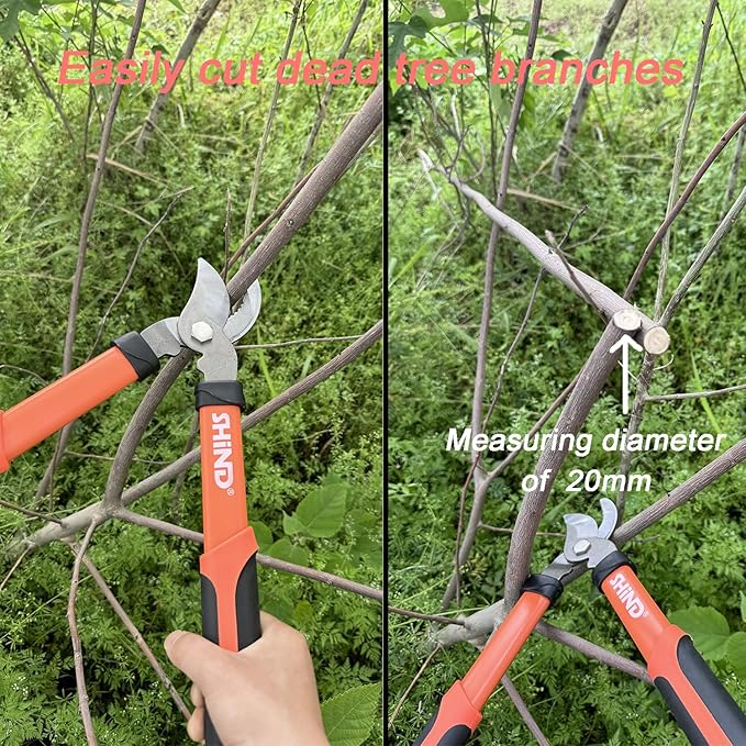SHIND Lopper Heavy Duty Branch Cutter Tree Clippers with Compound Action, Chops Thick Branch Ease, Garden Loppers Pruning, 15 Inch Tree Trimmer with 1.6” Clean Cut Capacity (15 Inch）