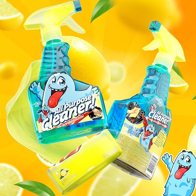 Spray Bottle with Microfiber Cap - All Purpose Cleaner 16oz - Lemon (2 Pack)