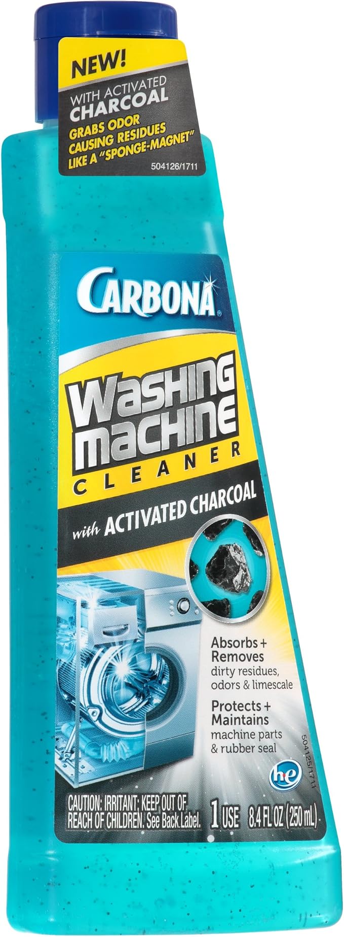 Carbona Washing Machine Cleaner with Activated Charcoal | Removes Odor-Causing Residues | Works in Standard & High Efficiency Washing Machines | 8.4 FL Oz, 1 Pack