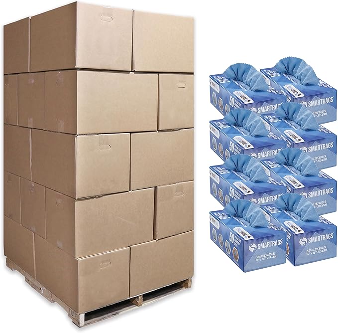 Arkwright Smart Rags Microfiber Cleaning Cloths, Pallet of 8000, Lint Free 215 GSM Reusable Towels for Auto, Office and Household Cleaning, 16 x 16 in, Blue