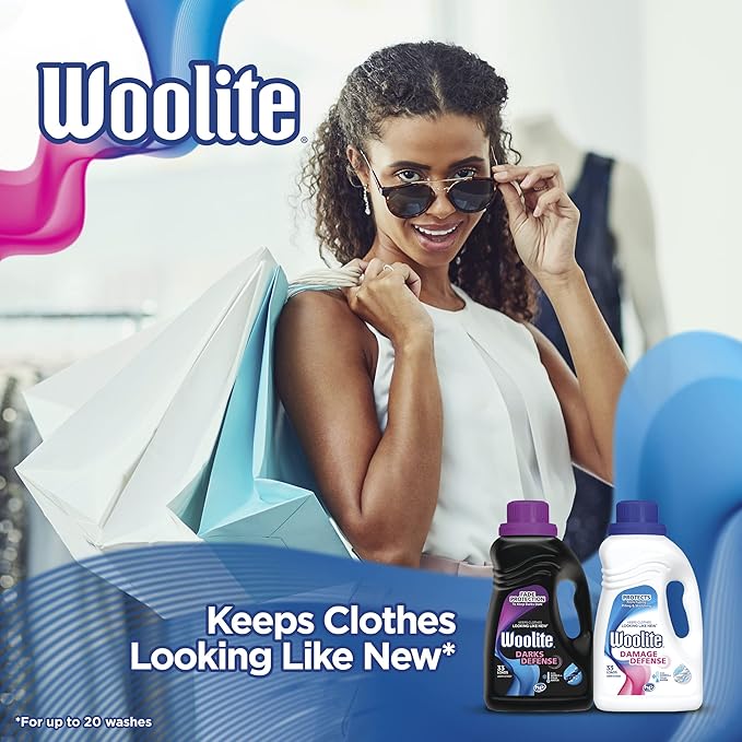 Woolite Damage Defense Liquid Laundry Detergent – Protects Clothes from Stretching & Pilling, 50oz