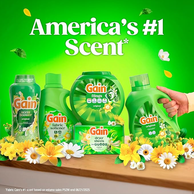 Gain Flings Laundry Detergent Pacs, 76 Count, Original Scent, with Odor Defense, concentrated laundry soap pacs