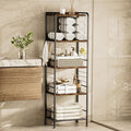 TETOTE Towel Rack for Bathroom 5-Tier Towel Holder with M-Shaped Detachable Dividers Hooks Bathroom Towel Storage Organizer, Rustic