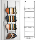HapiRm Over the Door Hat Organizer - 4 Tier Wall Mounted Hat Rack with 24 Hooks and 10 Movable Clips, Hanging Baseball Cap Organizer Storage Holds to 34 Caps for Door, Bedroom, Closet