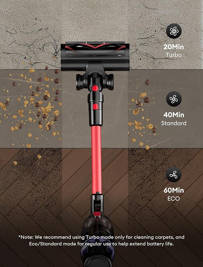 Ultenic Cordless Vacuum Cleaner, 550W/50Kpa, 60Mins Runtime, 180°Bendable Wand, Anti-Tangle Brush, Stick Vacuums Cordless with Charging Dock, for Pet Hair/Carpet/Floor/Car, U16 Flex