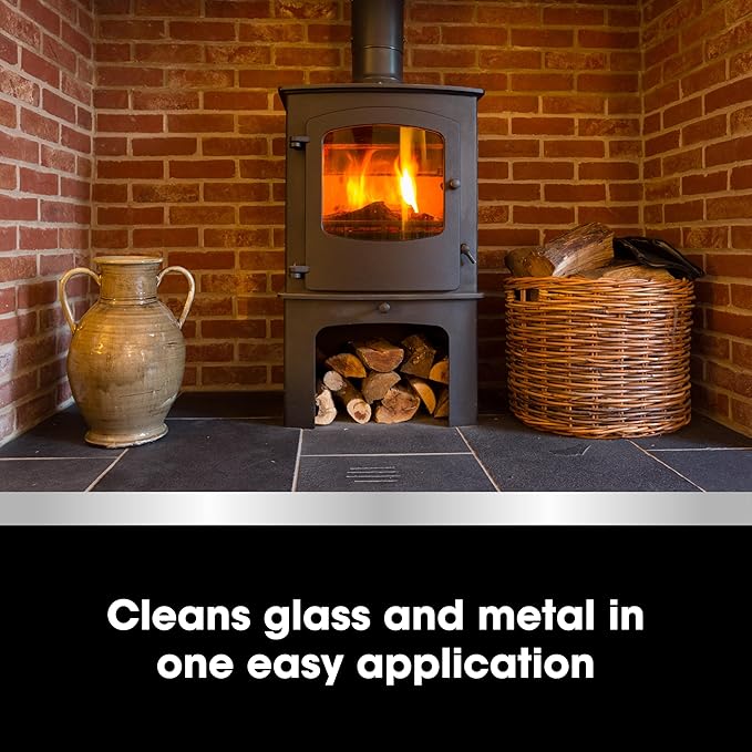 Furniture Clinic Stove Glass & Metal Cleaner - For Log Burner and Fireplace Glass Doors - Removes Soot, Dirt & Ash - Instant Results - 500ml / 17oz
