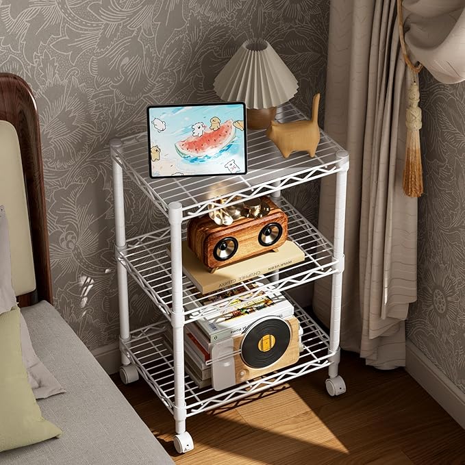 Golpart 3 Tier Adjustable Storage Shelves Heavy Duty Metal Utility Shelf Wire Shelving Unit Organizer Rack for Home Kitchen Office Bathroom Pantry Room 12" D x 18" W x 30" H