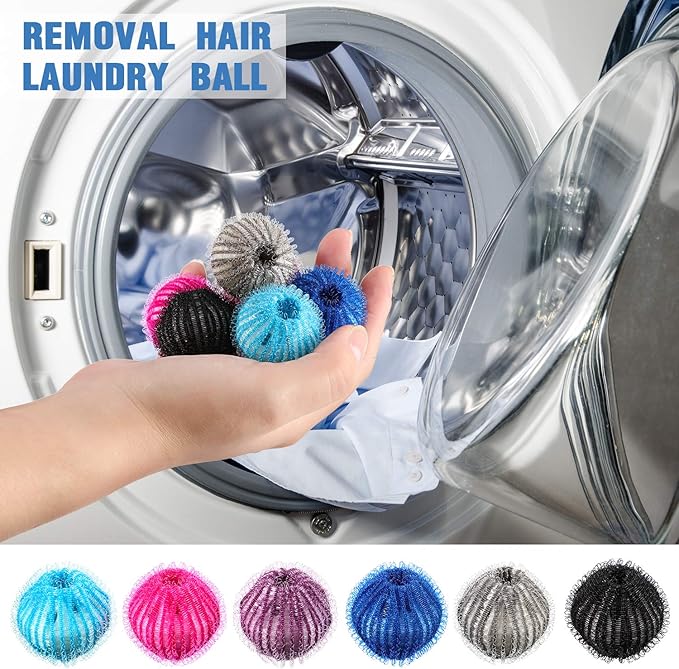 Blulu 18 Pieces Pet Hair Remover for Laundry Dryer Balls Reusable Washing Machine Hair Catcher Pet Dog Cat Catcher Lint Remover (Light Blue,Blue,Grey,Black,Purple,Rose Red)