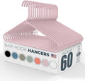 Neaties Plastic Hangers 50 Pack (60 Count) – Made in The USA – 6lb Capacity Standard Clothes Hangers with Strap Hooks for Dresses, Lingerie, Shirts, Pants, and Jackets – Pink