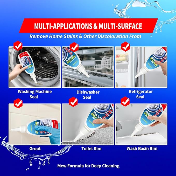Home Stain Remover Gel – Stubborn Stain Cleaner No Harsh Scrubbing Required (Front Loader Washing Machine Seal Washing Machine Seals, Sinks & Tiles | No-Slip Formula | 8H Penetration)