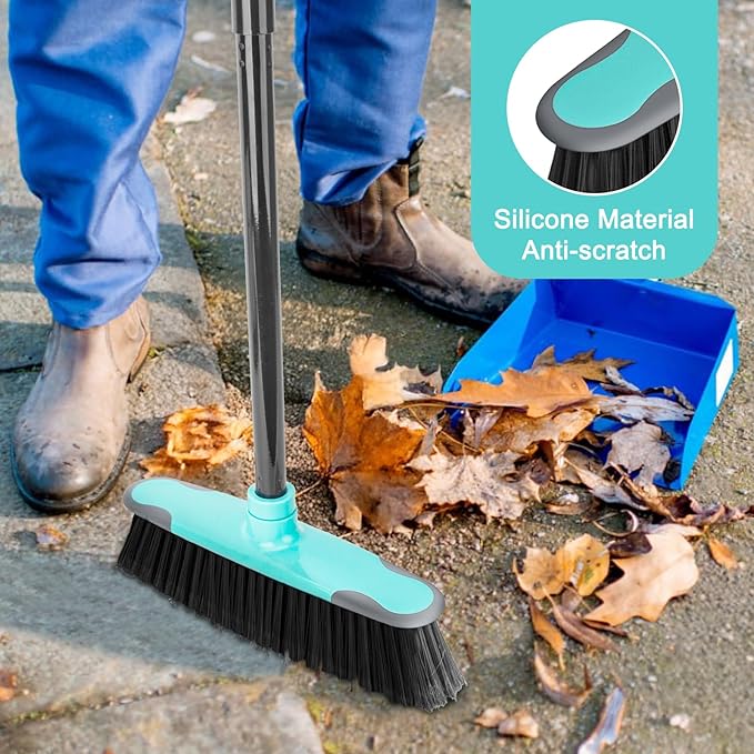 KeFanta Broom for Sweeping Indoor,55" Long Handle House Broom,Soft Bristle Angle Brooms for Floor Cleaning, Kitchen, Garage, Hardwood, Lobby,Patio and Garden