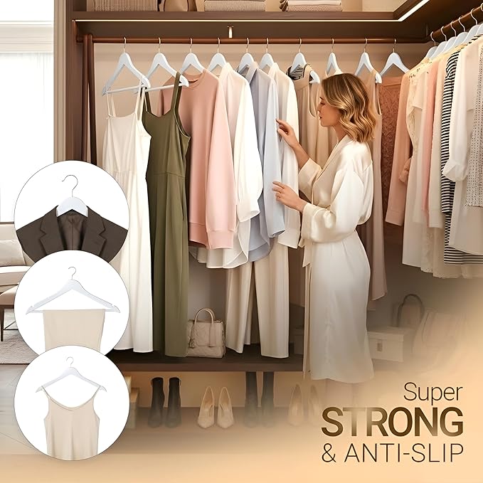 Utopia Home Premium Wooden Hangers 30 Pack - Durable & Slim Coat Hanger - Suit Hangers with 360-Degree Rotatable Hook - Wood Hangers with Shoulder Grooves (White Color)