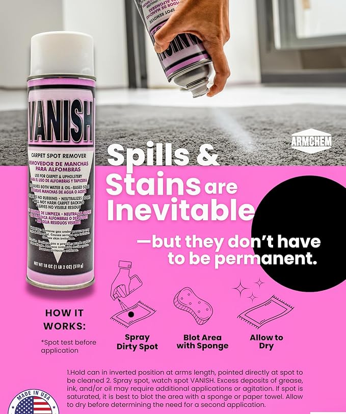 Vanish Carpet Spot Remover - Instant Stain Remover for Carpet & Upholstery, Leaves No Residue (2)