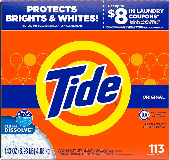 Tide Powder Laundry Detergent,Original Scent,113 Loads,143 oz,(Pack of 2)