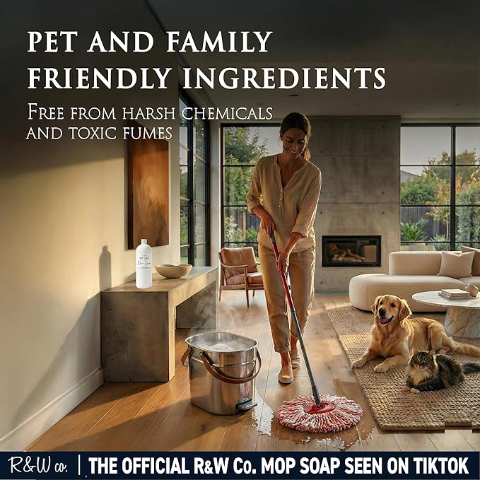 R&W CO. Original 32 oz Premium Mop Soap Blue Lava Scented, Gentle Floor Cleaner for all Surfaces, Non-Toxic, Pet and Skin Safe Formula, Streak-Free Shine