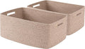 Large Storage Basket for Organizing, Woven Rope Basket for Shelves, Closet Organizer Bins for Clothes, Blanket, Toys, Baby Nursery Storage, 17.7" x 13" x 7.87", 2 Packs Brown